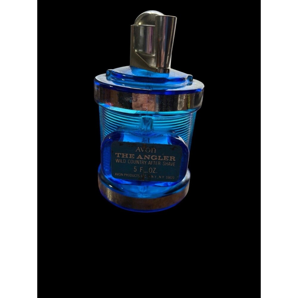 Vintage Avon  Angler Decanter Wild Country After Shave Bottle Blue Glass Empty - Picture 2 of 7